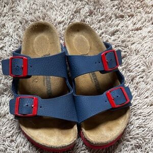 Birkenstock Kids Navy and Red Sandals